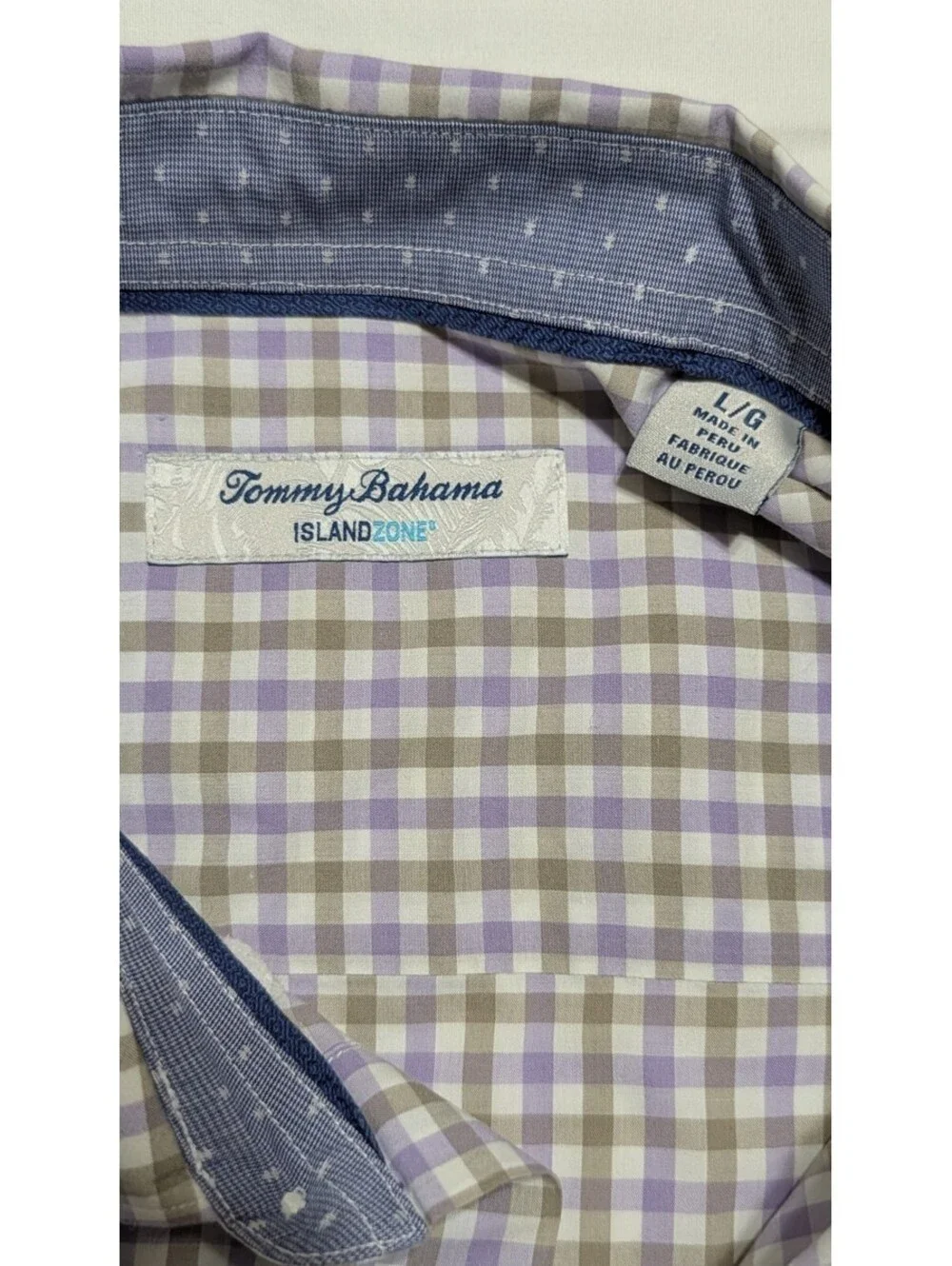 Tommy Bahama IslandZone Mens Large L Plaid Check Long Sleeve Shirt